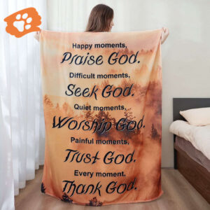 Thank God Jesus Blanket: Bible Verse Prayers Forest Pattern - Gift For Christian
