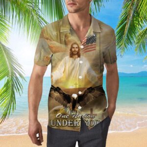 Jesus Bless American Hawaiian Shirt One Nation Under God HW2425