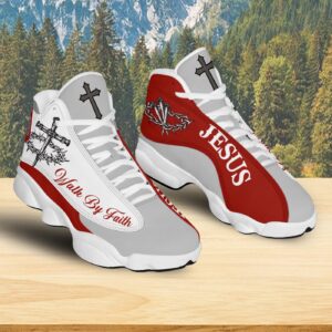 Jesus Blood Walk By Faith Basketball Shoes, God Cross Running Shoes, Jesus Lover Gift 1