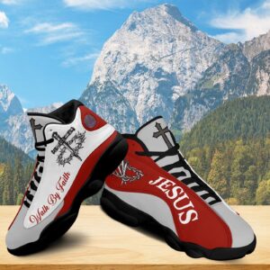 Jesus Blood Walk By Faith Basketball Shoes, God Cross Running Shoes, Jesus Lover Gift 3