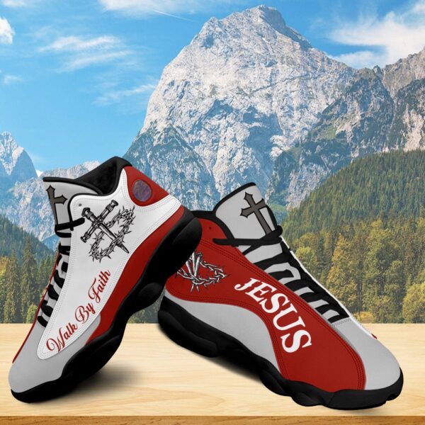 Jesus Blood Walk By Faith Basketball Shoes, God Cross Running Shoes, Jesus Lover Gift