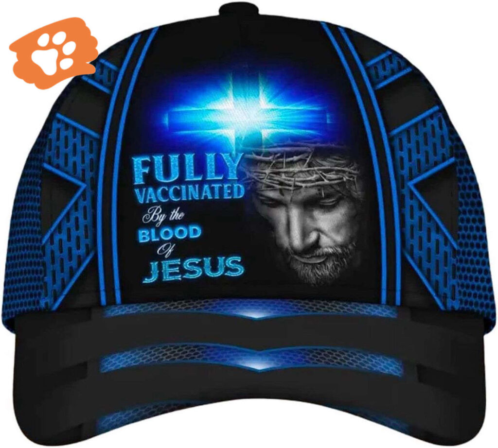 Jesus Blue Cross Light Fully Vaccinated By The Blood Of Jesus Baseball Cap Hat Trucker Classic Hats Gift Jesus Blue Cross Light Fully Vaccinated By The Blood Of Jesus Baseball Cap Hat Trucker Classic Hats Gift