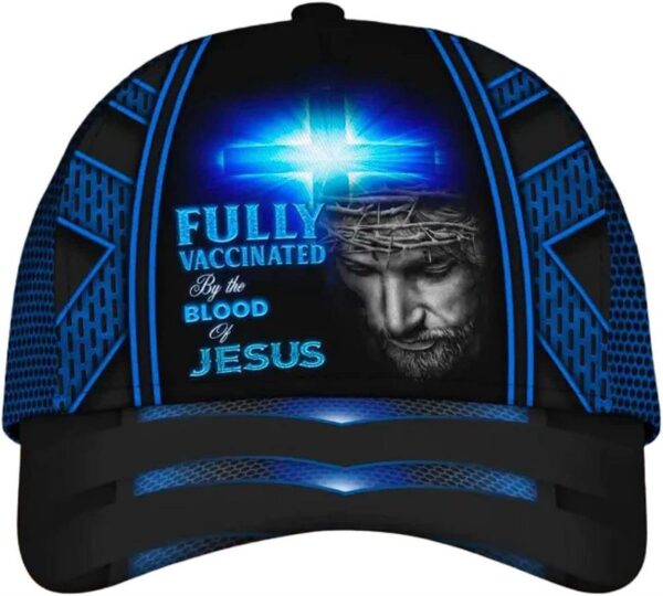 Jesus Blue Cross Light Fully Vaccinated By The Blood Of Jesus Baseball Cap Hat  Trucker Classic Hats Gift
