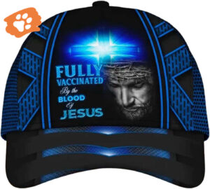 Jesus Blue Cross Light Fully Vaccinated By The Blood Of Jesus Baseball Cap Hat  Trucker Classic Hats Gift