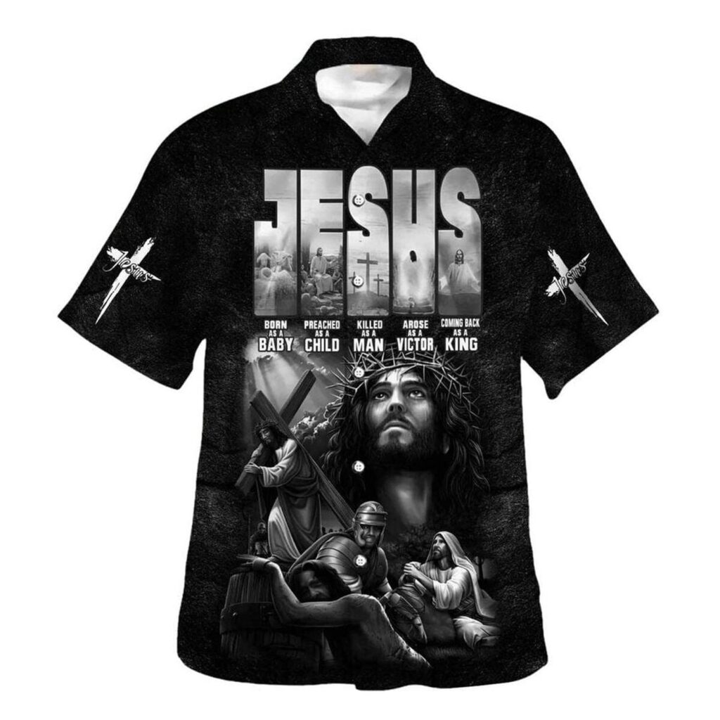 Christian Jesus Baby Born & Preached Child Hawaiian Shirt for Men – Perfect Gift for Christians Christian Jesus Baby Born & Preached Child Hawaiian Shirt for Men – Perfect Gift for Christians