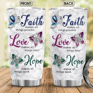 Jesus – Butterfly Faith Hope Love Stainless Steel Tumbler 85 - Jesus Lover Men Women