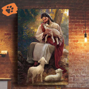Jesus Carring a Lamb Poster for Home Decor Gift