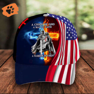 Jesus Christ A Child of God Faith Knight Classic 3d CapAll Over Printed Trucker Classic Hats Gift