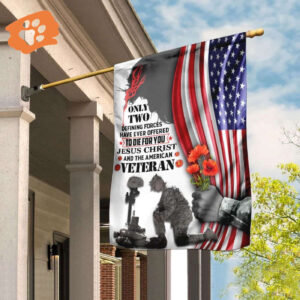 Jesus Christ & American Veteran House Flags - Christian & Scripture Garden Banner