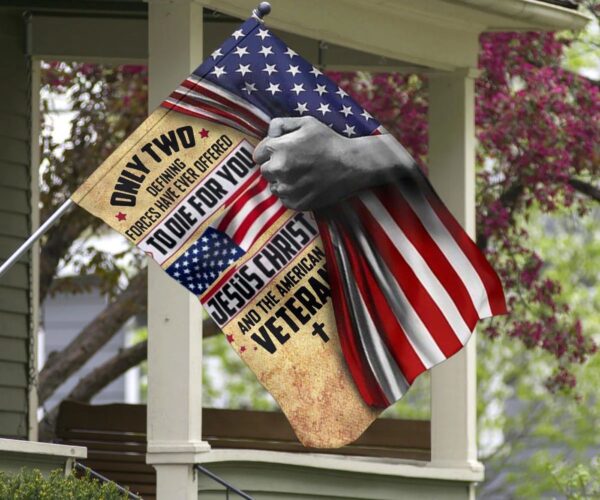 Jesus Christ And American Veterans Flag