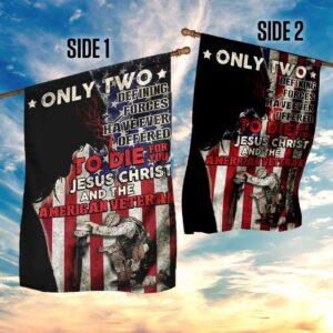 Jesus Christ and American Veteran House Flags - Christian Scripture Garden Banner 3