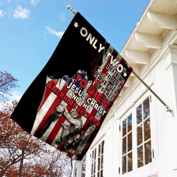Jesus Christ and American Veteran House Flags – Christian Scripture Garden Banner