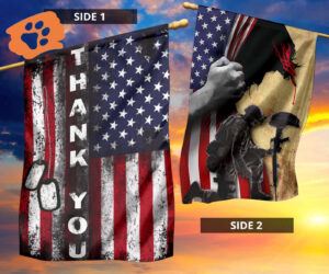 Jesus Christ And The Veteran Flag Thank YouThank You Veterans Decorative