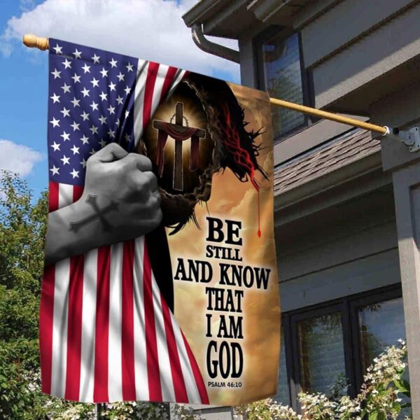 Be Still and Know That I Am God Flag – Outdoor Christian House Flag with Scripture – Garden Banner