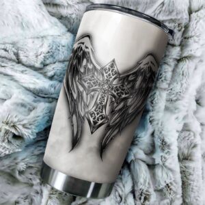 Jesus Christ Cross and Wings Printed Tumbler 3