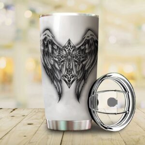 Jesus Christ Cross and Wings Printed Tumbler 1