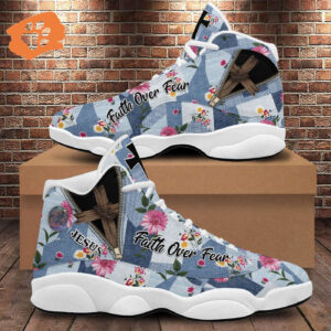 Jesus Christ Cross Basketball Shoes, Faith Over Fear Running Shoes, Religious Footwear Unisex, Gift For Payers