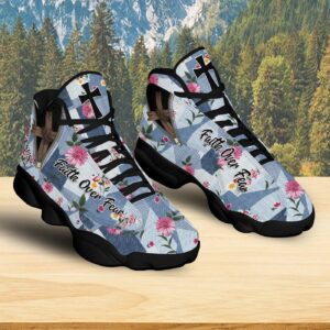 Jesus Christ Cross Basketball Shoes, Faith Over Fear Running Shoes, Religious Footwear Unisex, Gift For Payers 3