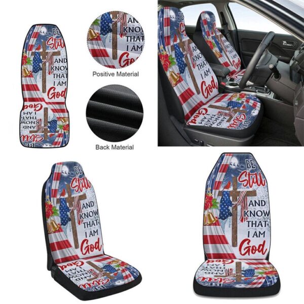 Jesus Christ Cross Christmas Car Seat Cover – Be Still & Know That I Am God – Car Decor Gift