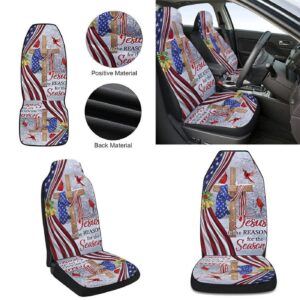 Jesus Christ Cross Christmas Car Seat Cover - Festive Car Decor Gift 1