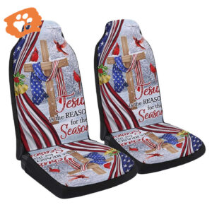 Jesus Christ Cross Christmas Car Seat Cover - Festive Car Decor Gift
