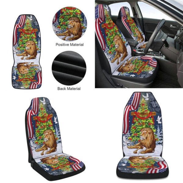 Jesus Christ Cross Lion of Judah Christmas Car Seat Cover – Car Decor Gift