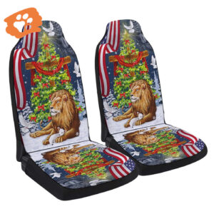 Jesus Christ Cross Lion of Judah Christmas Car Seat Cover - Car Decor Gift