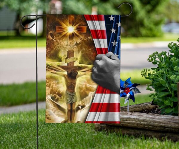 Jesus Christ Crucified On The Cross American Flag Faith Over Fear Outdoor Christian Flag