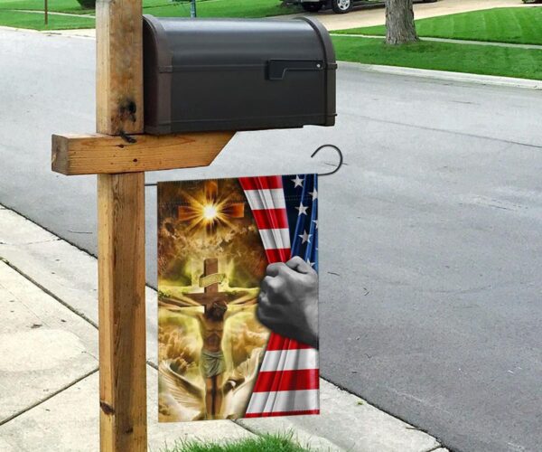 Jesus Christ Crucified On The Cross American Flag Faith Over Fear Outdoor Christian Flag