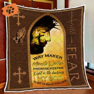 Jesus Christ Faith Over Fear Quilt Blanket