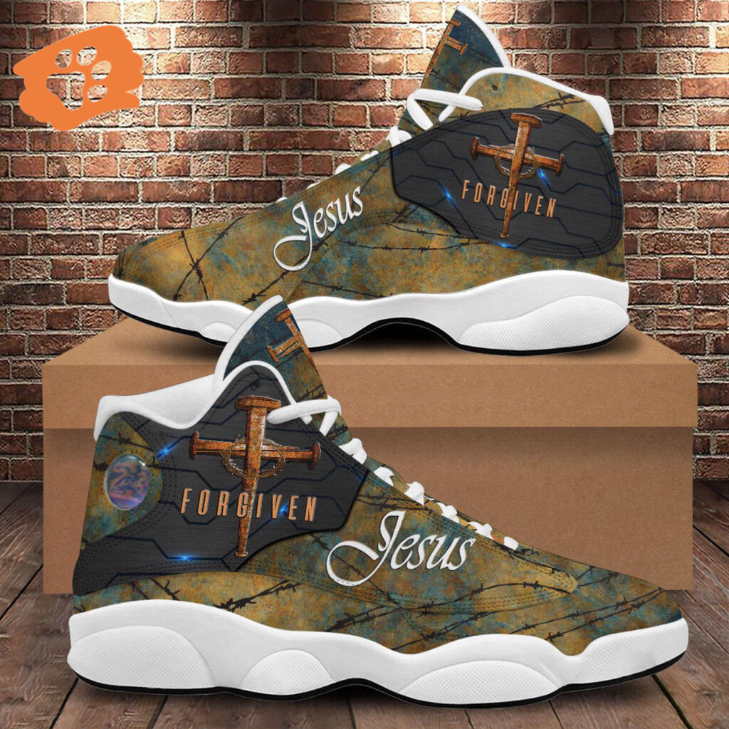 Jesus Christ Forgiven Basketball Shoes, Jesus Cross Thorn Running Shoes, Christian Apparel Unisex Religious Gift Jesus Christ Forgiven Basketball Shoes, Jesus Cross Thorn Running Shoes, Christian Apparel Unisex Religious Gift