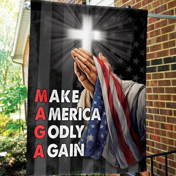Jesus Christ Praying Garden Flag Make America Godly Again Christian Home Decor