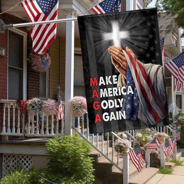 Jesus Christ Praying Garden Flag Make America Godly Again Christian Home Decor