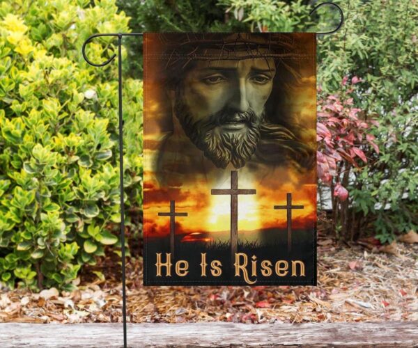Jesus Christ He Is Risen Cross Flag Easter Banner Christian Easter House Decorating Idea