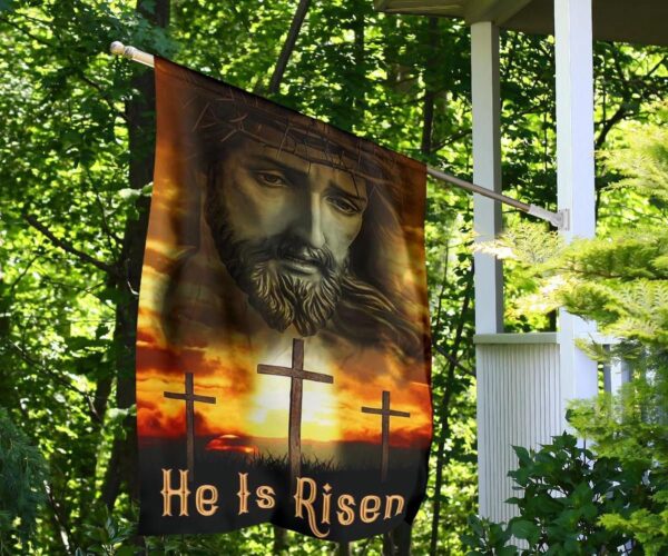Jesus Christ He Is Risen Cross Flag Easter Banner Christian Easter House Decorating Idea