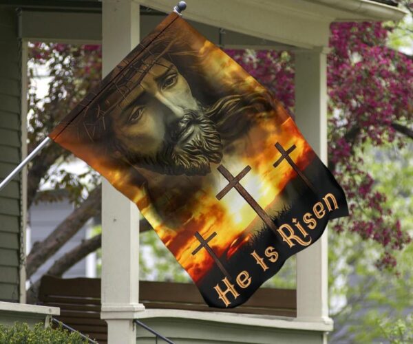 Jesus Christ He Is Risen Cross Flag Easter Banner Christian Easter House Decorating Idea
