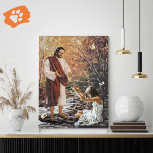 Jesus Christ Helping a Woman Poster for Home Decor Gift