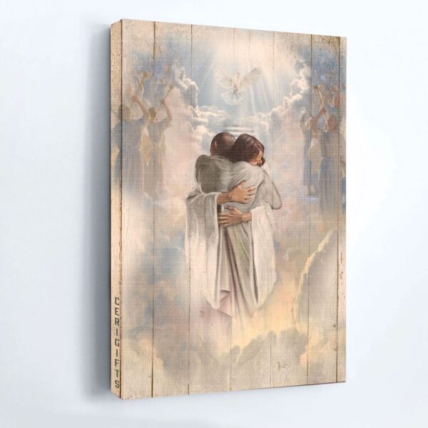 Jesus Christ Portrait Poster – Heavenly Painting Home Decor Gift with Holy Spirit Faith and God – Wall Decor Framed