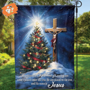 Jesus Christ Christmas Flag - Religious Xmas Yard Decor with Cross & Light House Design