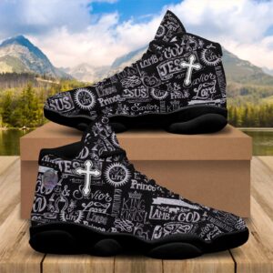 Jesus Christian Basketball Shoes, Christ Cross Running Shoes, Religious Gift For God Prayer, Unisex Basketball Shoes 1