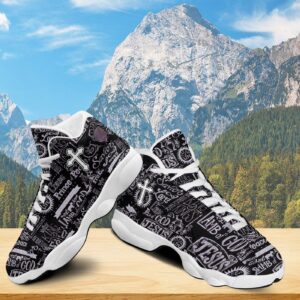 Jesus Christian Basketball Shoes, Christ Cross Running Shoes, Religious Gift For God Prayer, Unisex Basketball Shoes 3