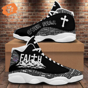 Jesus Christian Faith Over Fear Basketball Shoes, Christ Cross Footwear Unisex, Faith Religious Shoes Gift
