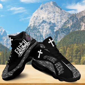 Jesus Christian Faith Over Fear Basketball Shoes, Christ Cross Footwear Unisex, Faith Religious Shoes Gift 3