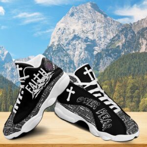 Jesus Christian Faith Over Fear Basketball Shoes, Christ Cross Footwear Unisex, Faith Religious Shoes Gift 3