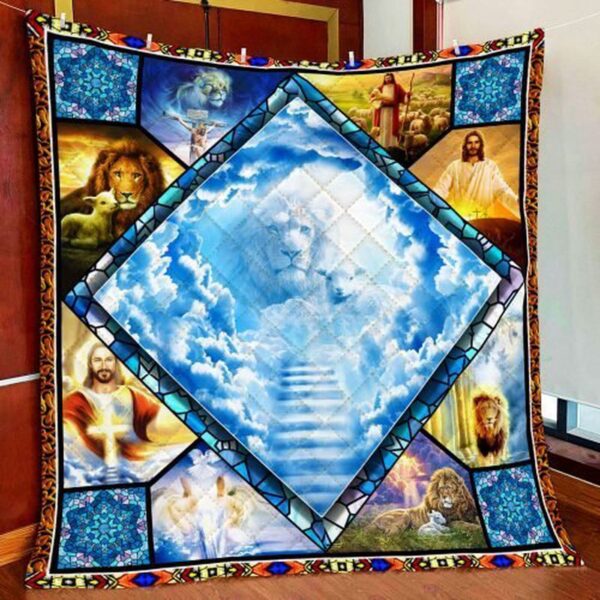 Jesus Christian Lion Quilt Blanket