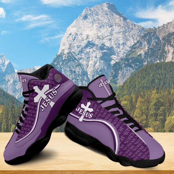Jesus Christian Purple Basketball Shoes, Christ Footwear Faith Gift, Christian Cross Running Sneaker Unisex