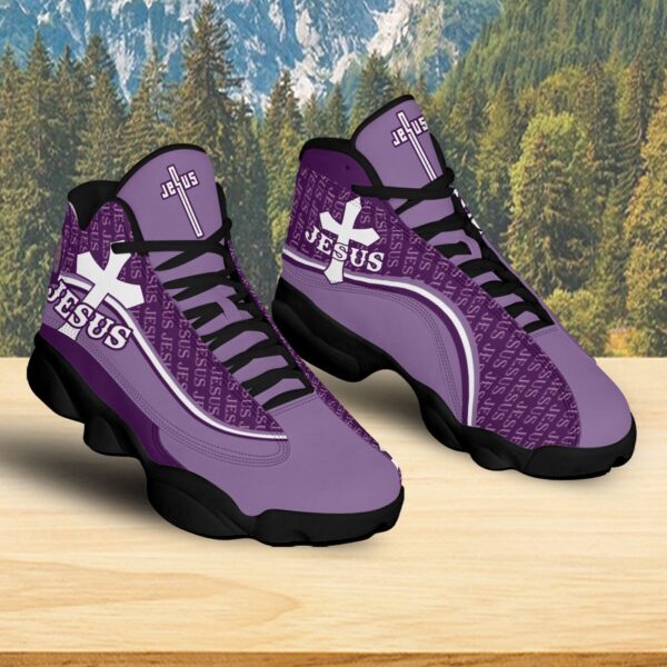 Jesus Christian Purple Basketball Shoes, Christ Footwear Faith Gift, Christian Cross Running Sneaker Unisex