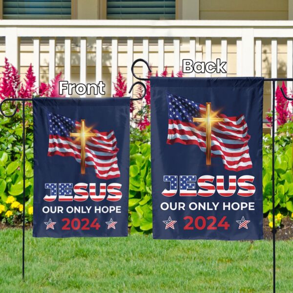 Jesus Cross American Flag 2024 House & Garden Flag for Patriotic Home Decor Perfect Gifts for Jesus Lovers