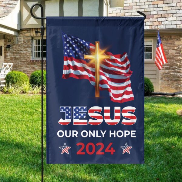 Jesus Cross American Flag 2024 House & Garden Flag for Patriotic Home Decor Perfect Gifts for Jesus Lovers