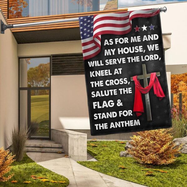 Jesus Cross American House Flags: Serve The Lord Christian Scripture Garden Banner